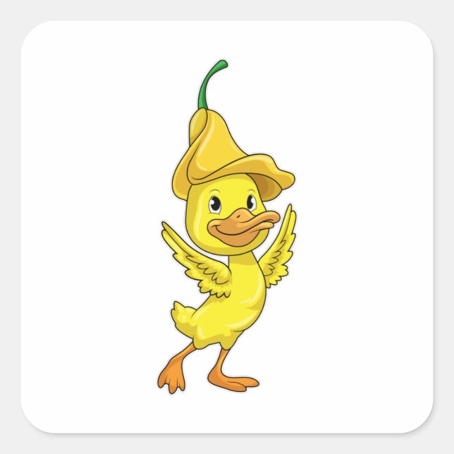 Sticker Carré Canard avec Casquette Bell jaune (Devant)