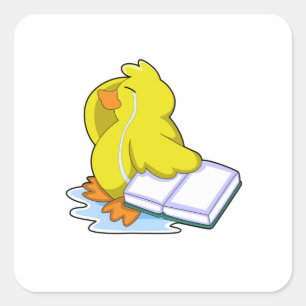 Sticker Carré Canard avec livre