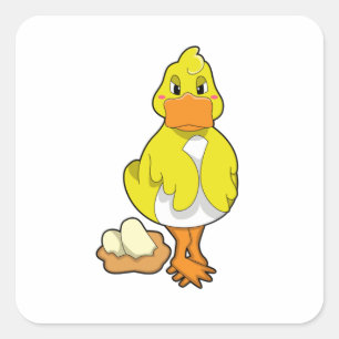 Sticker Carré Canard avec oeufs