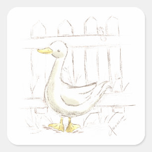 Sticker Carré Canard de conte de fées