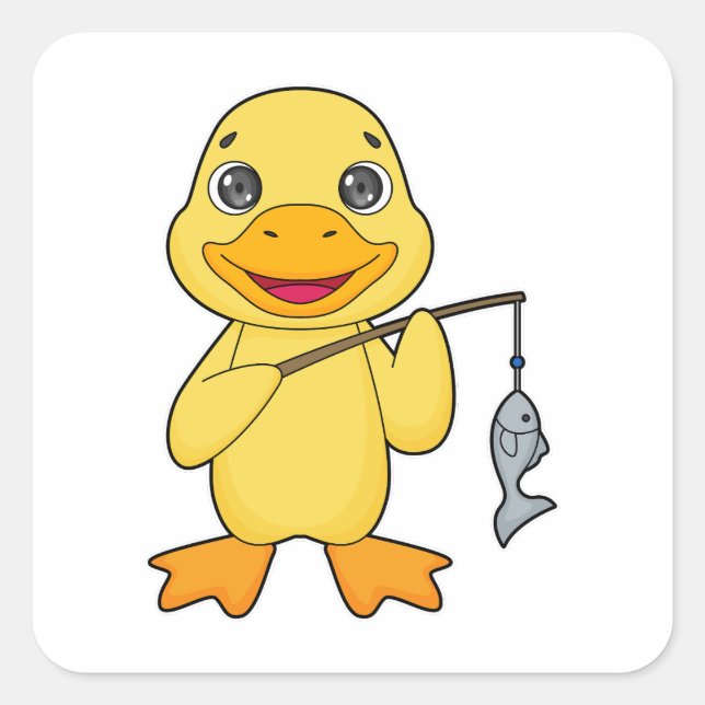 Sticker Carré Canard de pêche de canard (Devant)