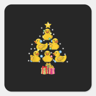 Sticker Carré Canard en caoutchouc Noël Arbre canard canard Noël