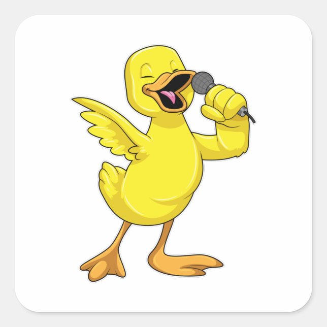 Sticker Carré Canard en chanteur avec microphone (Devant)