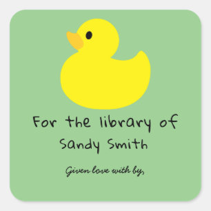 Sticker Carré Canard jaune - pour la bibliothèque de
