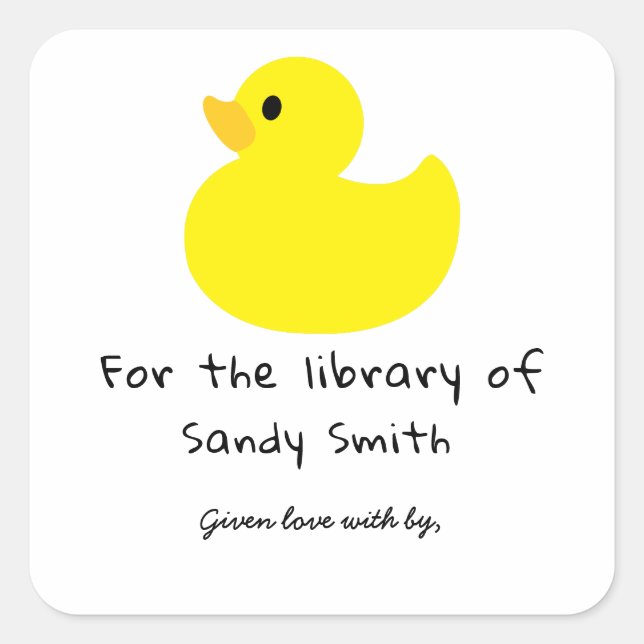 Sticker Carré Canard jaune - pour la bibliothèque de (Devant)