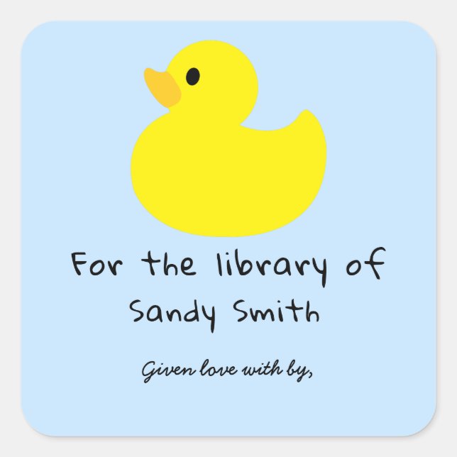 Sticker Carré Canard jaune - pour la bibliothèque de (Devant)
