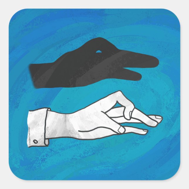 Sticker Carré Canard noir sur bleu (Devant)