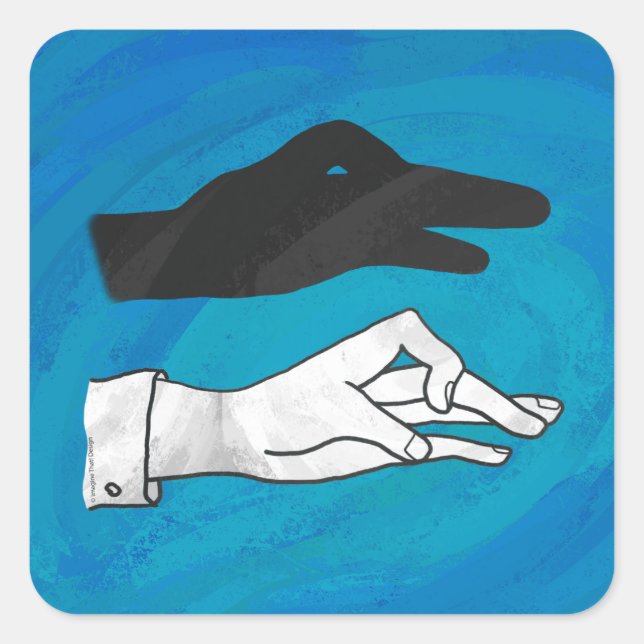 Sticker Carré Canard noir sur bleu (Devant)