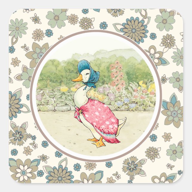Sticker Carré Canard vintage Pâques (Devant)