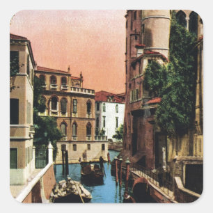 Sticker Carré Canaux de Venise, image vintage