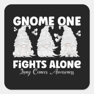 Sticker Carré Cancer du poumon Gnome à ruban blanc