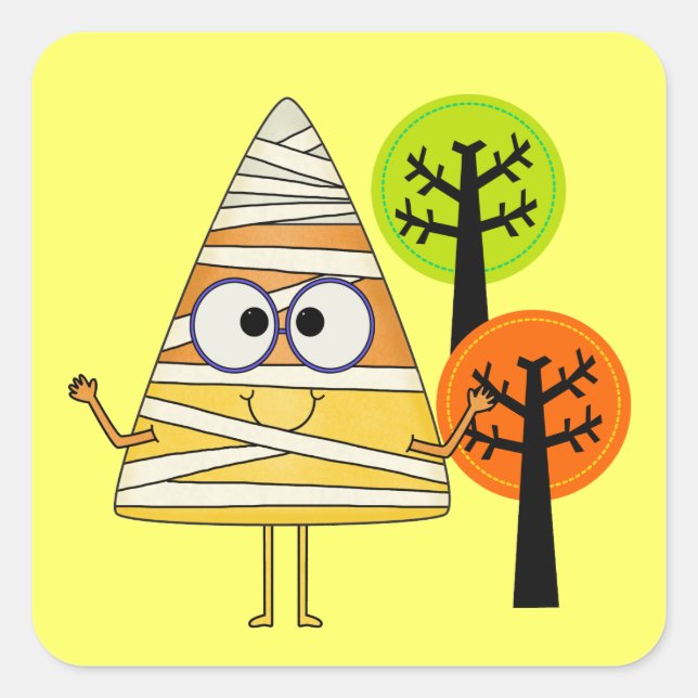 Sticker Carré Candy Corn maman Halloween (Devant)