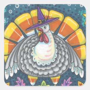 STICKER CARRÉ CANDY CORN TURKEY, FEUILLE DE BILLETS