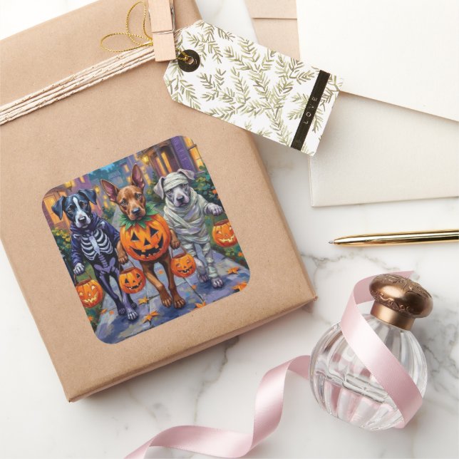 Sticker Carré Cane Corso Trick-or-Treating en costumes d'Hallowe (Cadeaux)