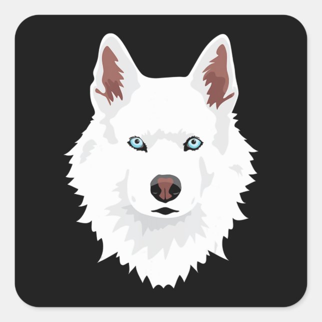 Sticker Carré Canine Husky Sibérienne Blanche - Chien Blanche (Devant)