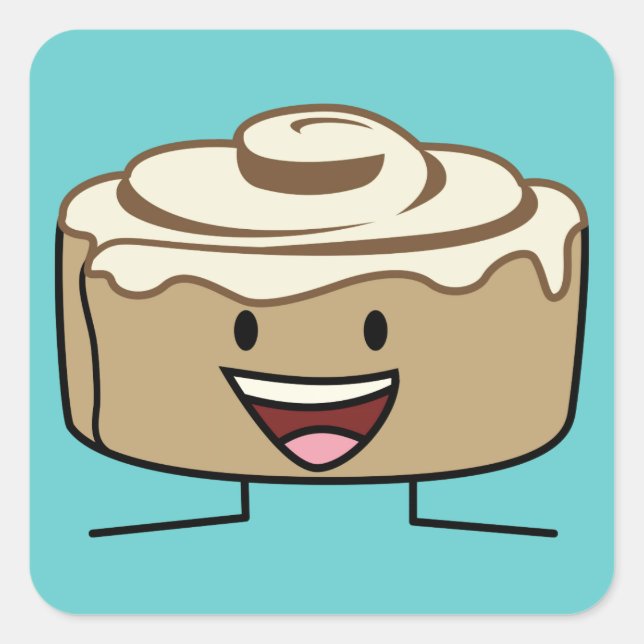Sticker Carré Cannelle Roll Bun pâte goey sucre tourbillon Danoi (Devant)