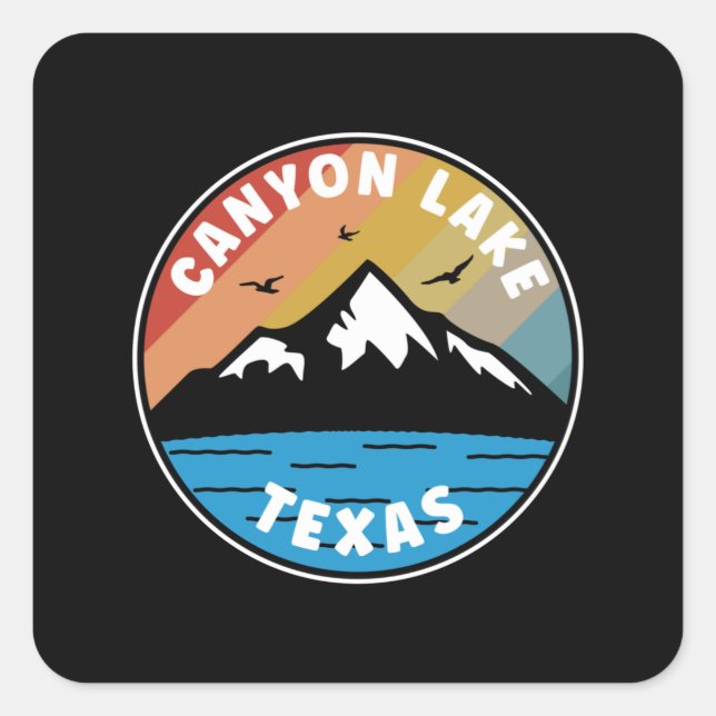 Sticker Carré Canyon Lake - Texas Vintage (Devant)