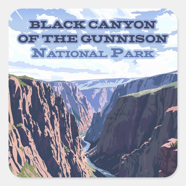 Sticker Carré Canyon noir du parc national Gunnison CO (Devant)