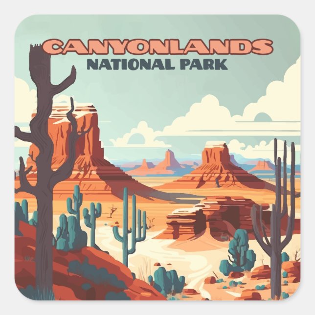 Sticker Carré Canyonlands National Park Utah Desert Mountains (Devant)