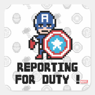 Sticker Carré Capitaine America 8Bit - À la tâche !