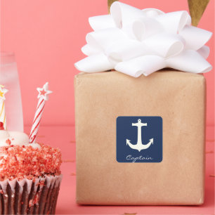 Sticker Carré Capitaine de l'ancre funky mer océan voile