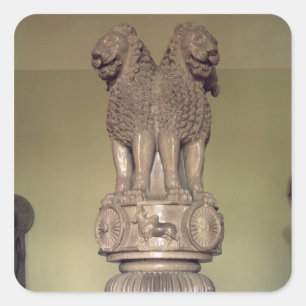 Sticker Carré Capital de lion du pilier de l'empereur Ashoka