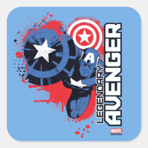 Sticker Carré Captain America Avenger légendaire