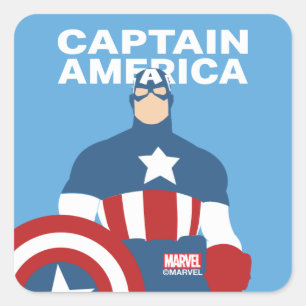 Sticker Carré Captain America Flat Color Character Art