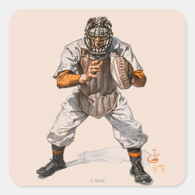 Sticker Carré Capteur de baseball (Devant)