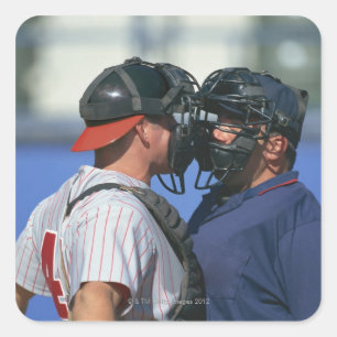 Sticker Carré Capteur de baseball et juge-arbitre Argument
