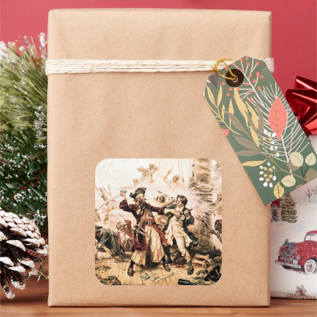 Sticker Carré Capture, Barbe noire pirate, Revenge de la reine A (vacances)