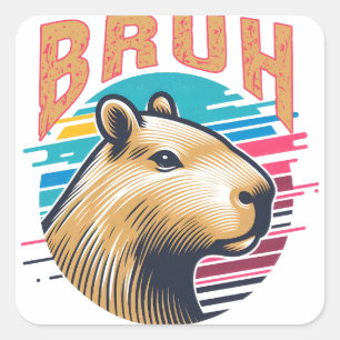 Sticker Carré Capybara Bruh Funny Bruh Capybara Amateurs Hommes