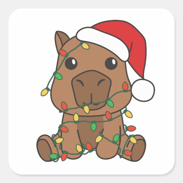Sticker Carré Capybara Noël Animaux d'hiver (Devant)