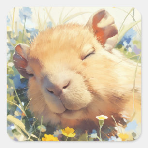 Sticker Carré Capybara Sieste Paisible