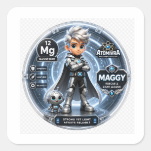 Sticker Carré Caractère ATOMIVRA Magnésium