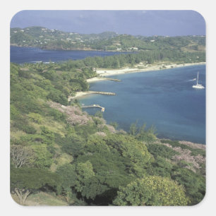 Sticker Carré Caraïbes, Antilles, Sainte-Lucie. Vue de