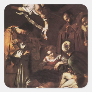 Sticker Carré Caravaggio -Nativité avec St Francis et St Lawrenc