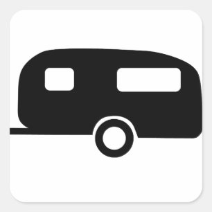 Sticker Carré Caravane rétro