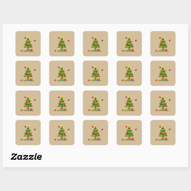 Sticker Carré Cardinaux rouges - Merrier de Noël passé ensemble (Feuille)