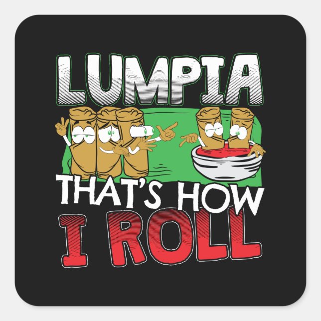 Sticker Carré Caricature alimentaire philippine Lumpia (Devant)