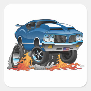 Sticker Carré Caricature classique des années 70 American Muscl