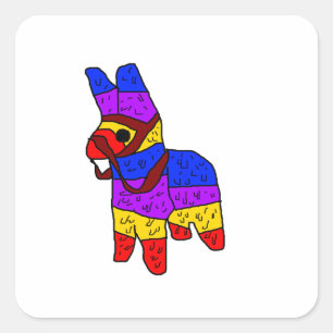 Sticker Carré Caricature colorée de Piñata pour une fête au Mexi