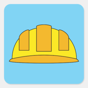 Sticker Carré Caricature de Casquette dur jaune