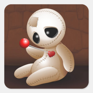Sticker Carré Caricature de poupée vaudou en amour