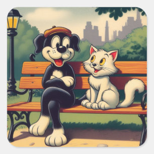 Sticker Carré Caricature vintage pour chien/chat