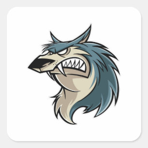 Sticker Carré Caricature Wolf