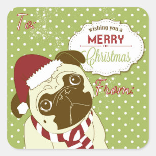 Sticker Carré Carlin de Noël