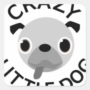 Sticker Carré Carlin fou petit chien