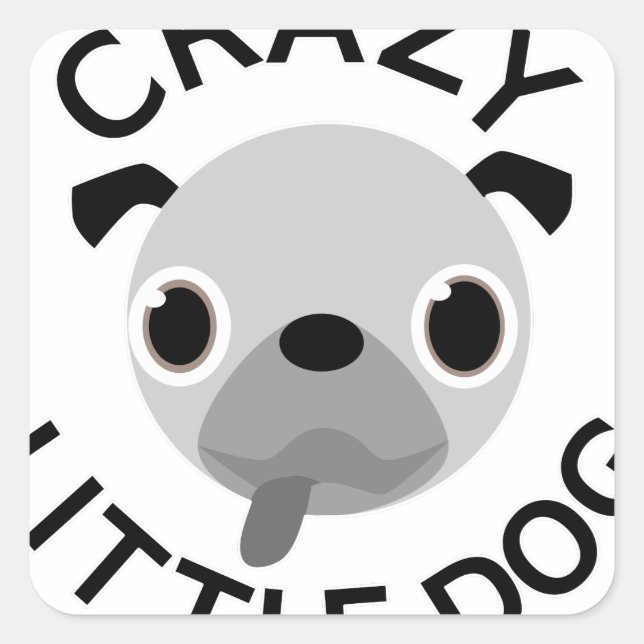 Sticker Carré Carlin fou petit chien (Devant)