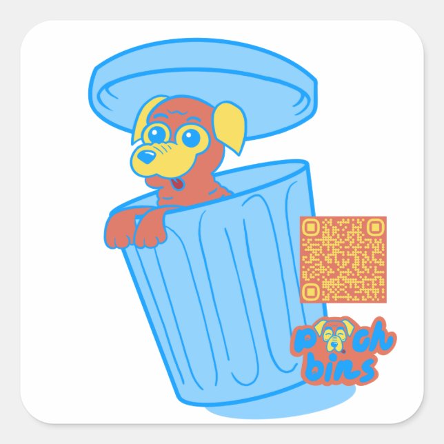 Sticker Carré Carlin Pooch Bins (Devant)